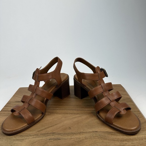 Womens Zodiac Inessa‎ Brown Faux Leather Gladiator Block Heels Sandals Size 11 M - Picture 5 of 9